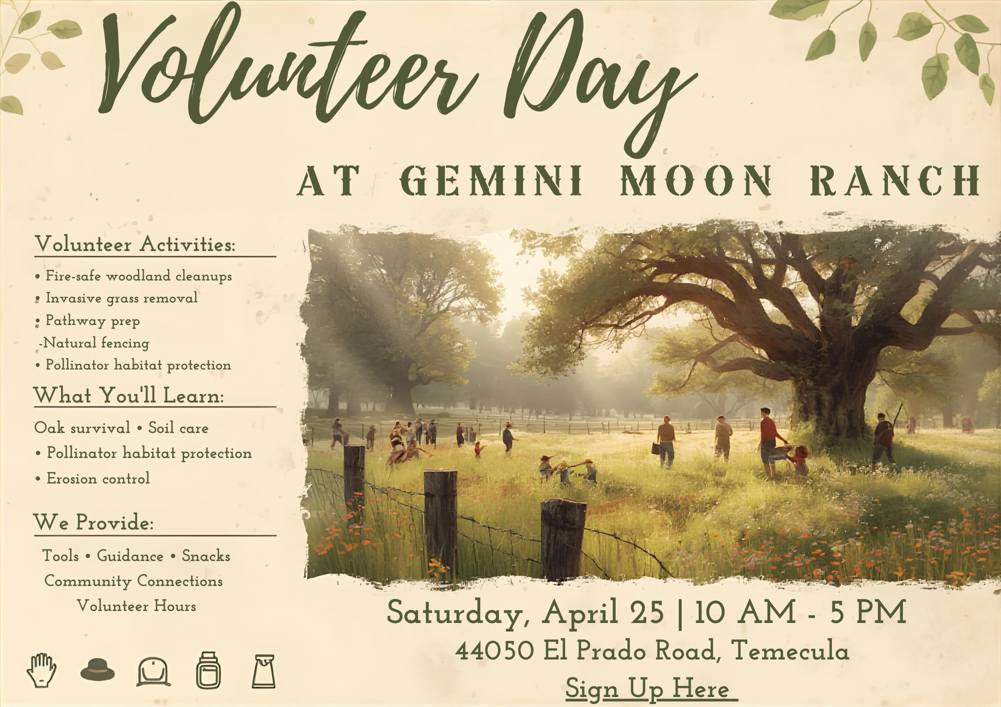 Volunteer Days - March 25, April 1 & 25, June 7, 2026 all from 10am-5pm